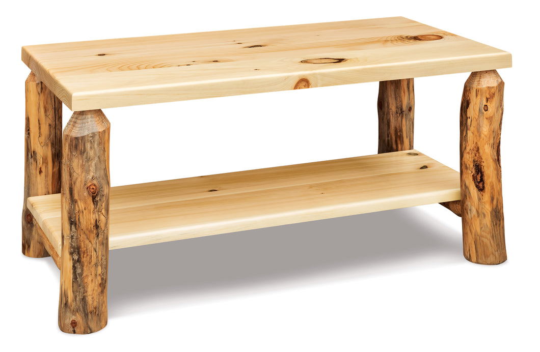 Rustic Pine Coffee Table with Shelf