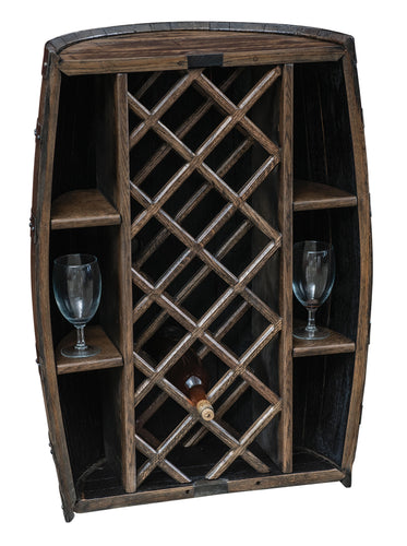 Whiskey Barrel Wine Rack and Wine Glass Cupboard