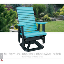 Load image into Gallery viewer, L.A. Patio High Back Roll Back Swivel Glider